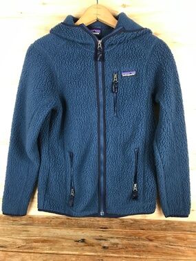 Patagonia Retro Deep Pile Full Zip Jacket Women's Size XS Blue Fleece Hood